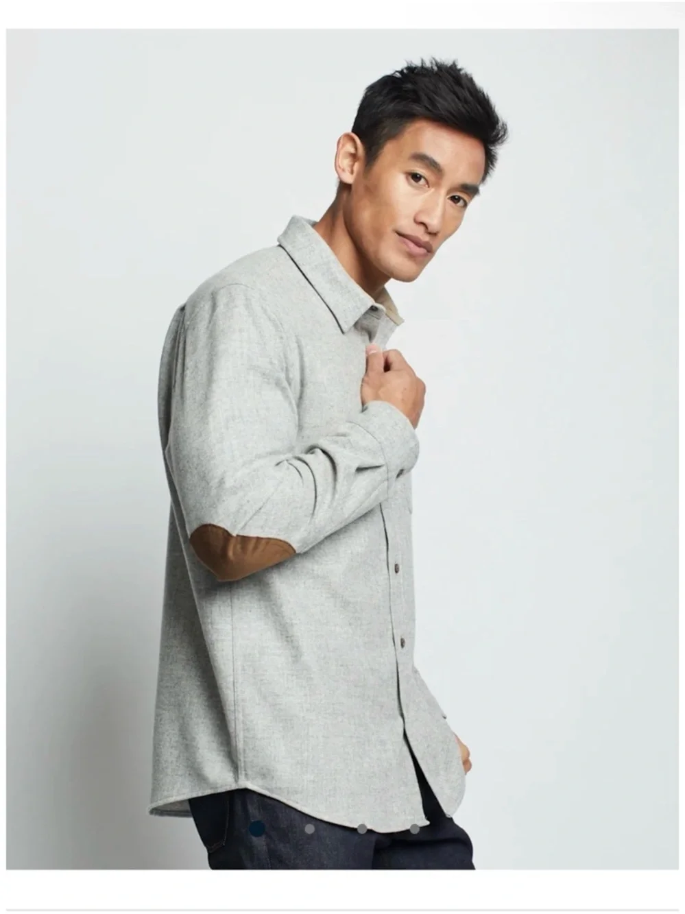 J. Crew Dark Gray Wool-Cotton Knit Top with White Buttons M